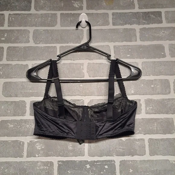 Skims Womens Satin Lace Black Floral Sexy Bra Full Coverage Size 36DD - Picture 6 of 10